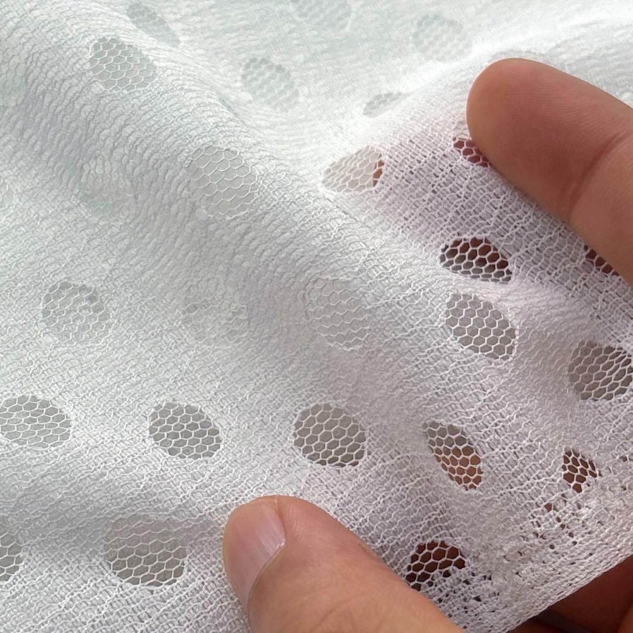 ★NY332◆3m◆ポリエステル100%ドットメッシュレース生地◆