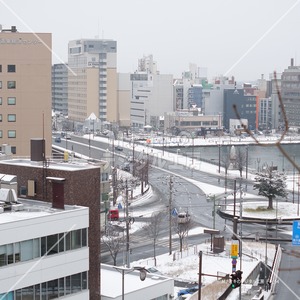 積雪の釧路市ロータリー付近　Kushiro city rotary area covered with snow