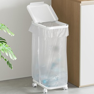 【人気】TTWO ゴミ袋ホルダー 20L〜90L対応 高さ伸縮可 ゴミ箱 蓋付き におい遮断 分別ゴミ箱 塵袋ホルダー 30L 45Ｌなど ゴミ袋スタンド ゴミ捨て簡単 ポリ袋ラック レジ袋スタンド リサイクルスタンド エコ スリム おしゃれ 使いやすい キャスター/アジャスター両方付き (ホワイト)