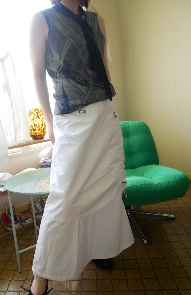 Vintage Tech Gathering Layered Maxi Skirt