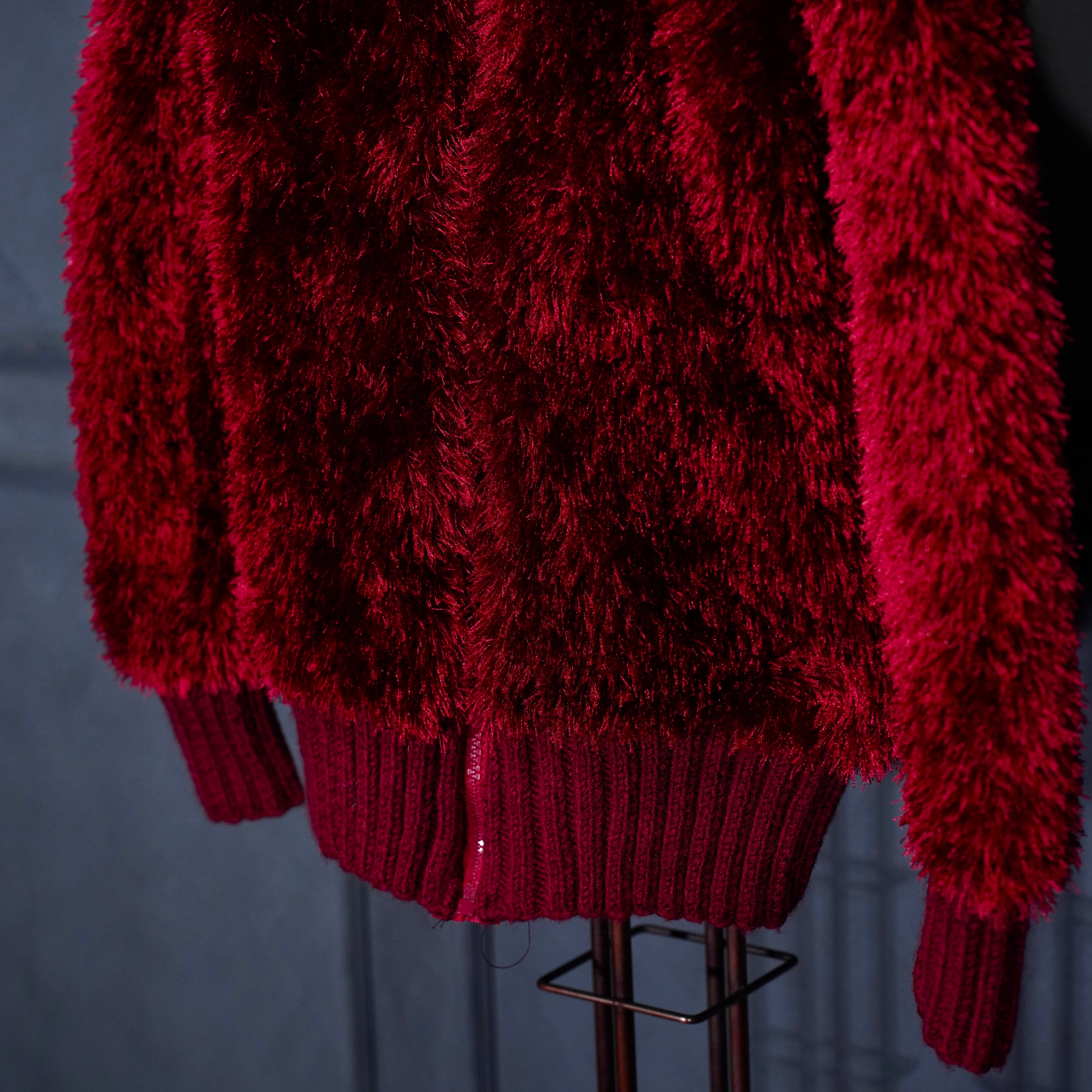 EU VINTAGE ZIP UP SHAGGY KNIT BLOUSON/ヨーロッパ古着ジップアップ