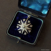 英国アンティークジュエリー 9ctゴールド 真珠 スターバースト コンバーティブル・ブローチ・ペンダント(ソーティングメモ付)