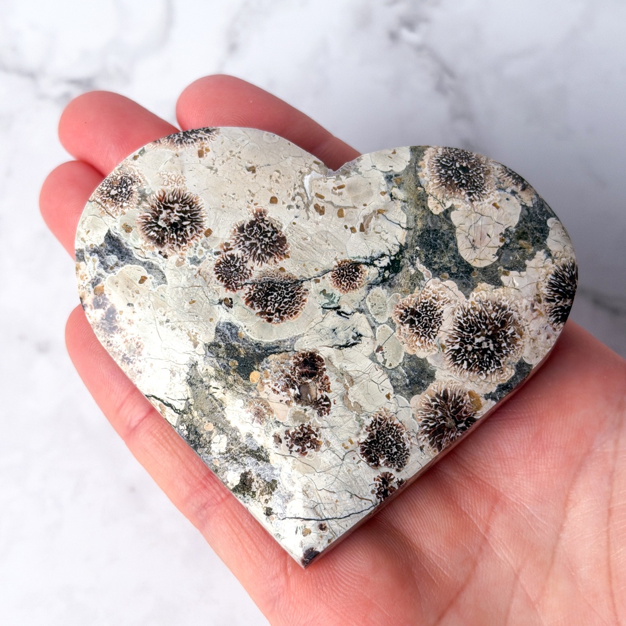 グリーンフラワージャスパー(グリーンチェリーブロッサムジャスパー) ハート * Jasper * 天然石