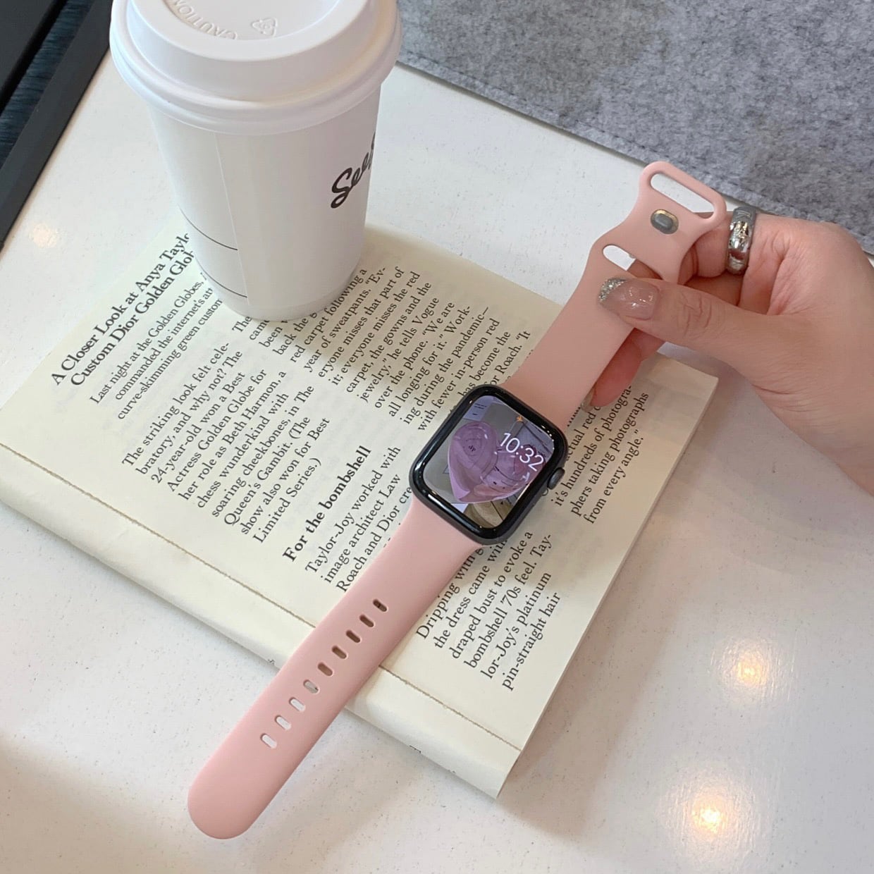 Pink Silicon Apple Watch Band ピンクシリコンアップルウォッチバンド R01279 RandS