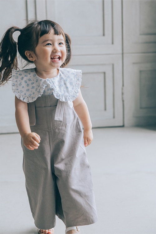 バックフリルサロペワイドパンツ〈Gray〉 バックフリルサロペワイドパンツ〈Gray〉