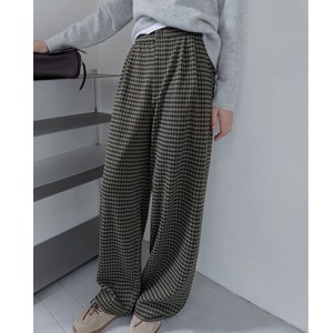 wide check straight pants