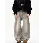 ストリート ウォッシュ加工ペイントデニムパンツ  S0085