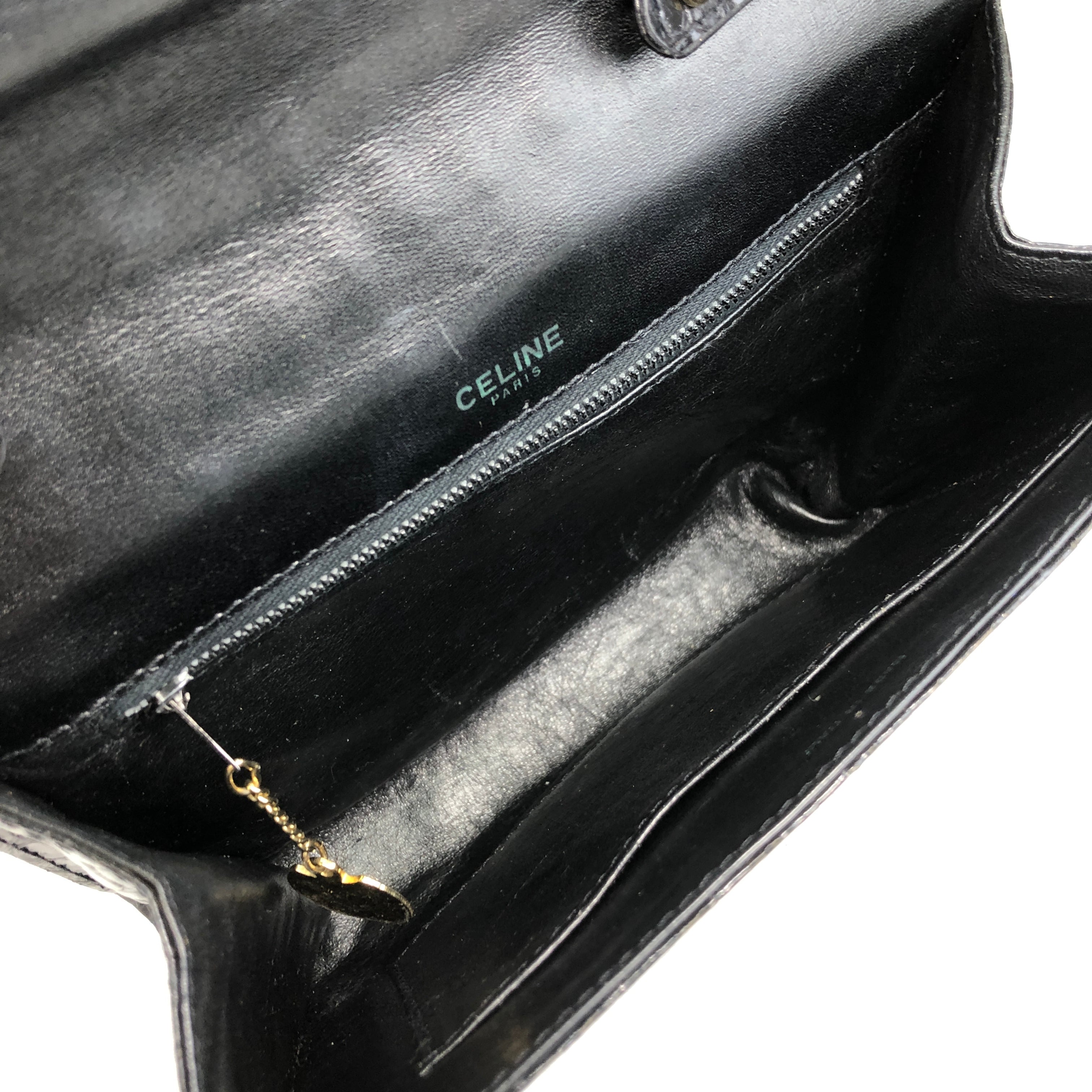 CELINE セリーヌ ショルダーバッグ ブラック トリオンフ クロコ型押し