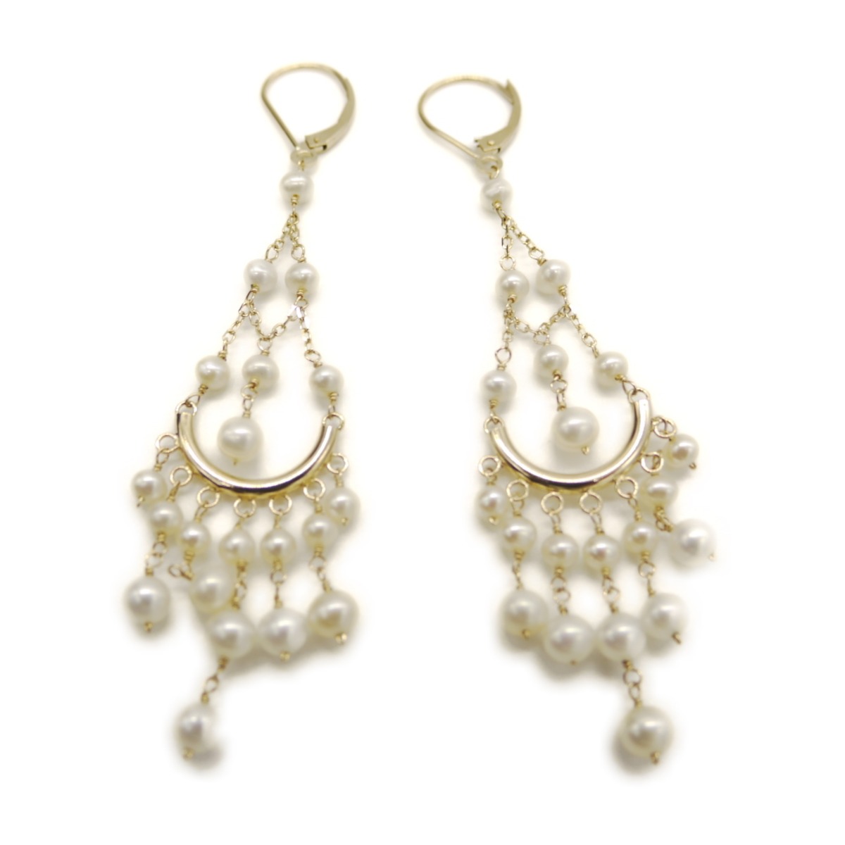 Jewelmak ジュエルマック 14K パール シャンデリア フープピアス 14金 