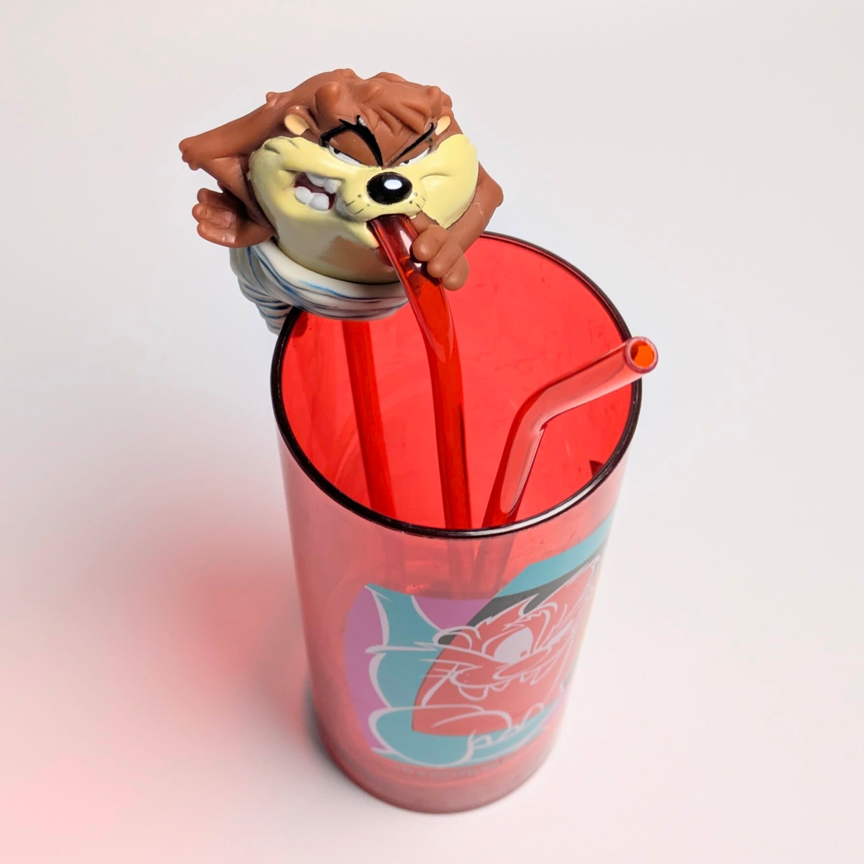 ☆VINTAGE 1998-1999☆【 Looney Tunes ( ルーニーテューンズ )】 タズマニアンデビル / TAZ / タズストロー付きプラスチックコップ 〚アメリカン雑貨 アメトイ〛