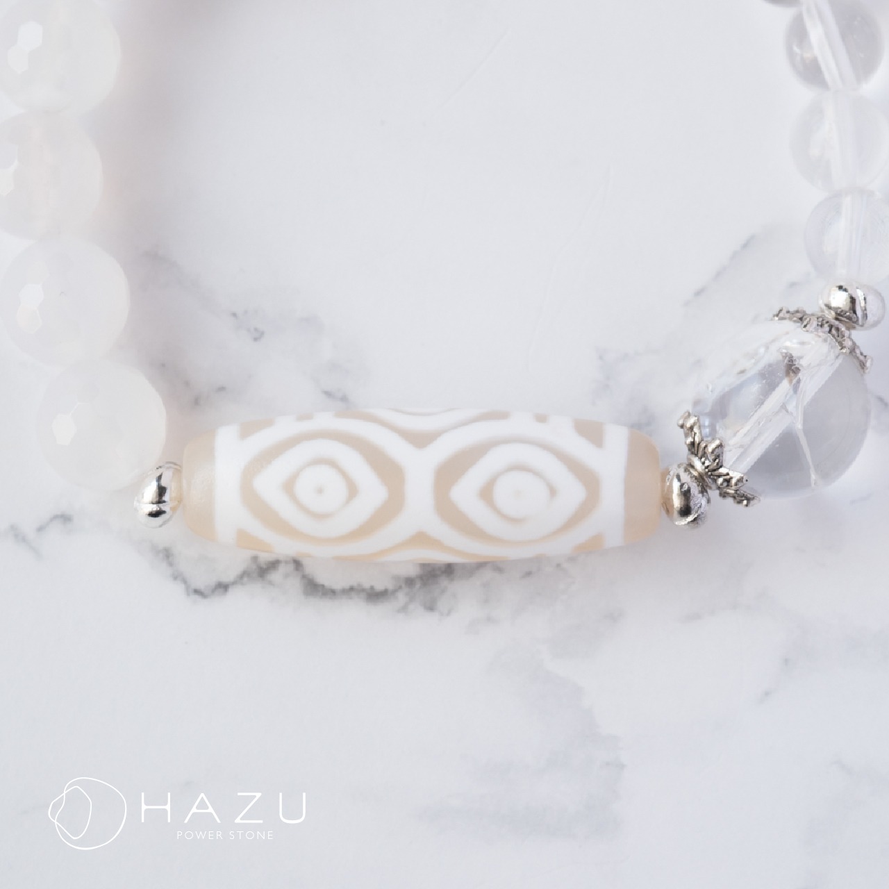 【再販】強運を呼ぶ龍眼の大天珠［龍眼天珠／ホワイトアゲート／アイリスクォーツ／水晶］