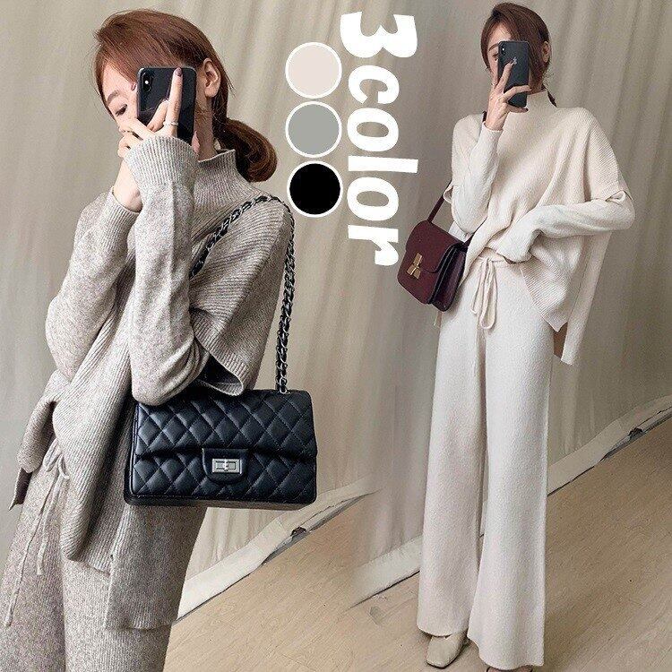 秋冬新作 ニットベスト&トップス&パンツ 3点 ニットセットアップ 韓国風 レディース 上品 カジュアル