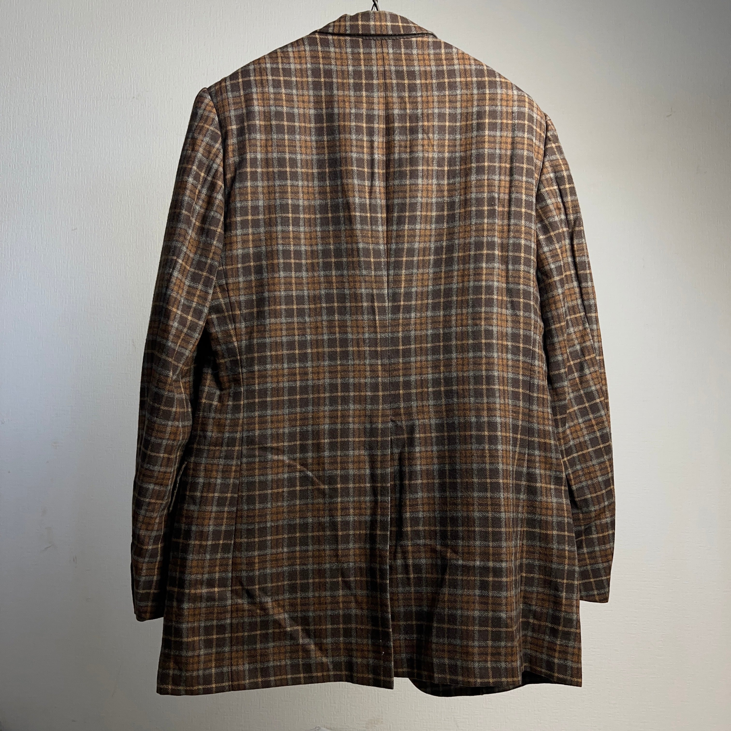 70's~80's “Christian Dior” Plaid Wool Tailored Jacket ディオール