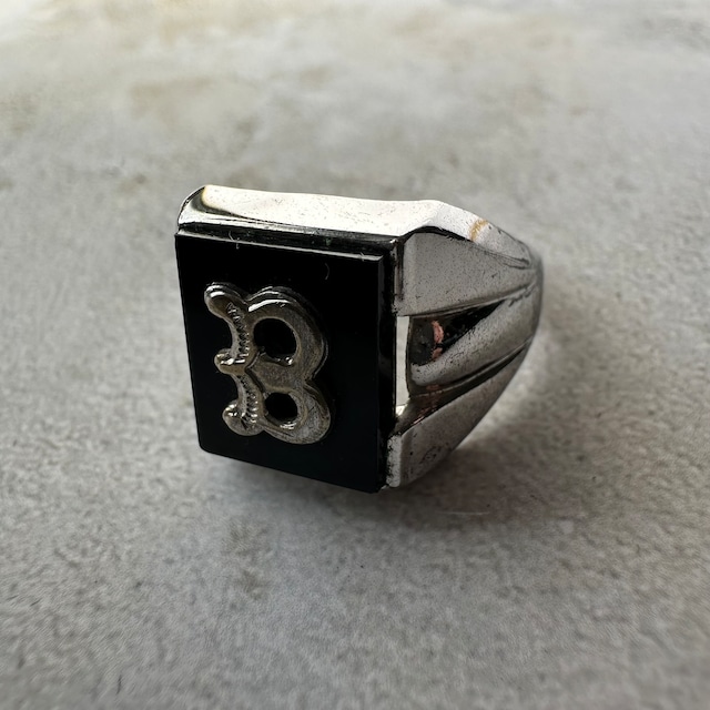 Vintage "B" Initial Ring Silver925 Size14.5 Made in USA