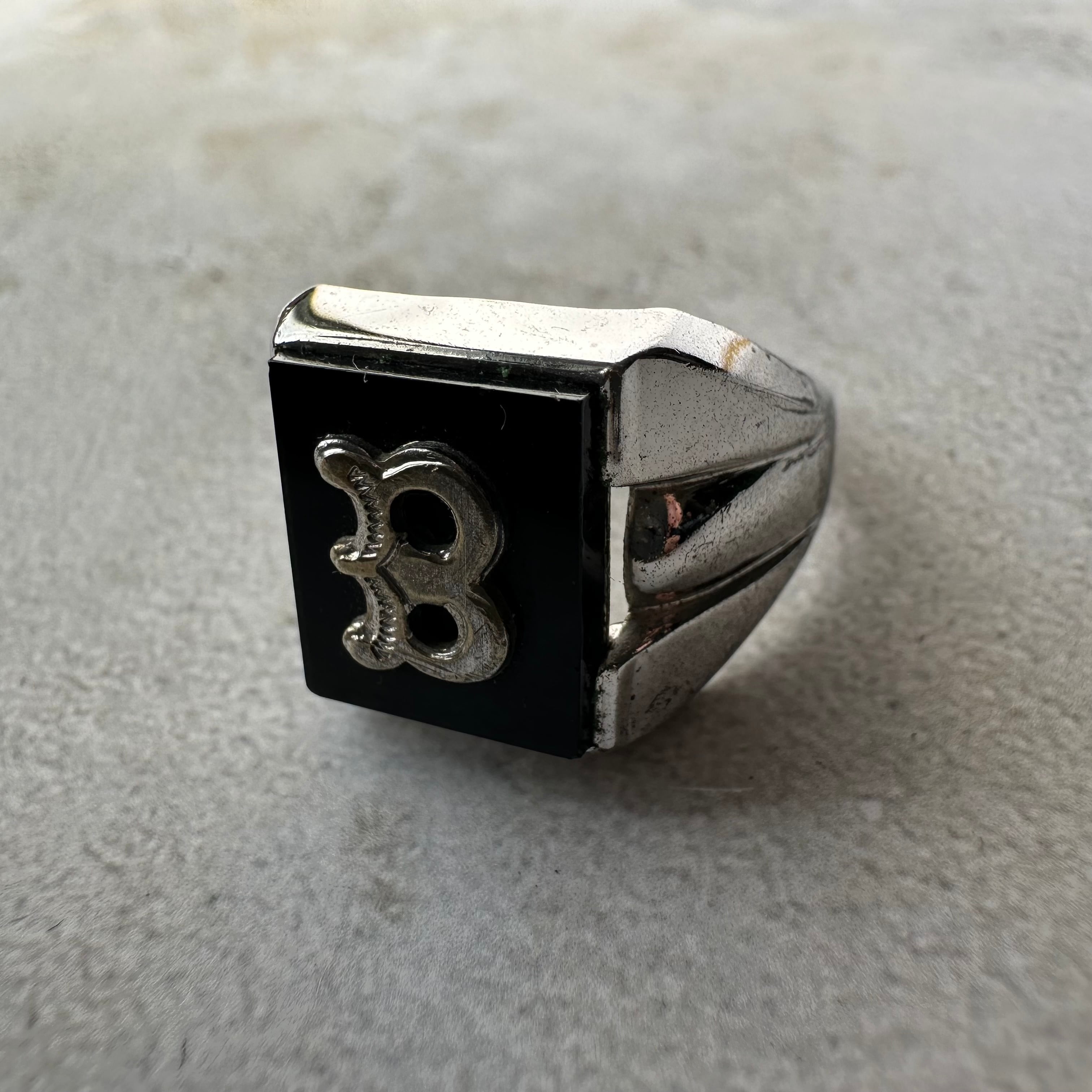 Vintage "B" Initial Ring Silver925 Size14.5 Made in USA
