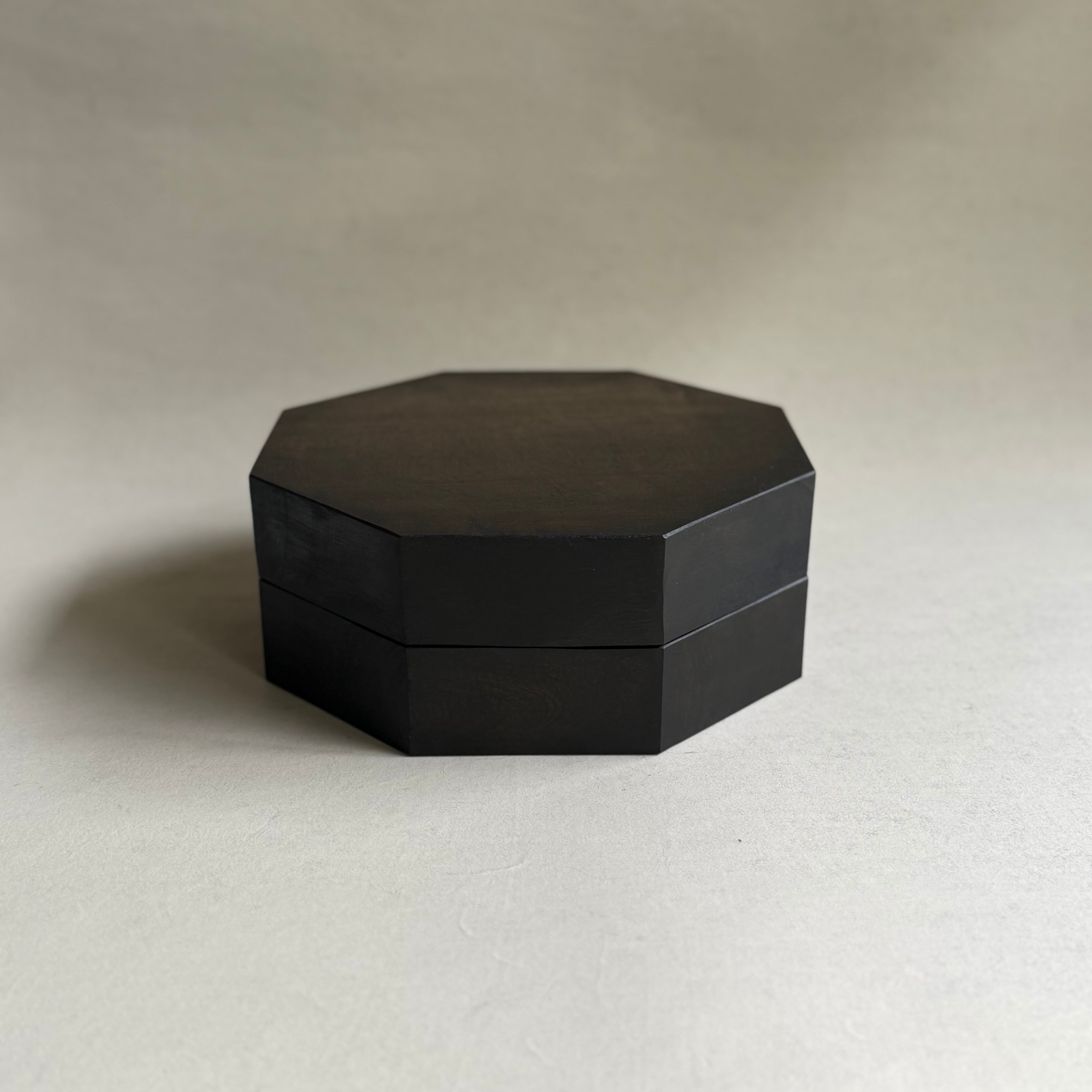 徒爾 八角茶箱 7寸 サクラ 黒漆(国産/松煙)