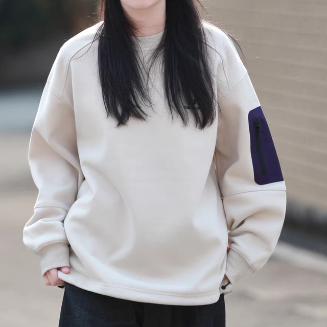 配色スリーブ ドロストスウェットトップス
