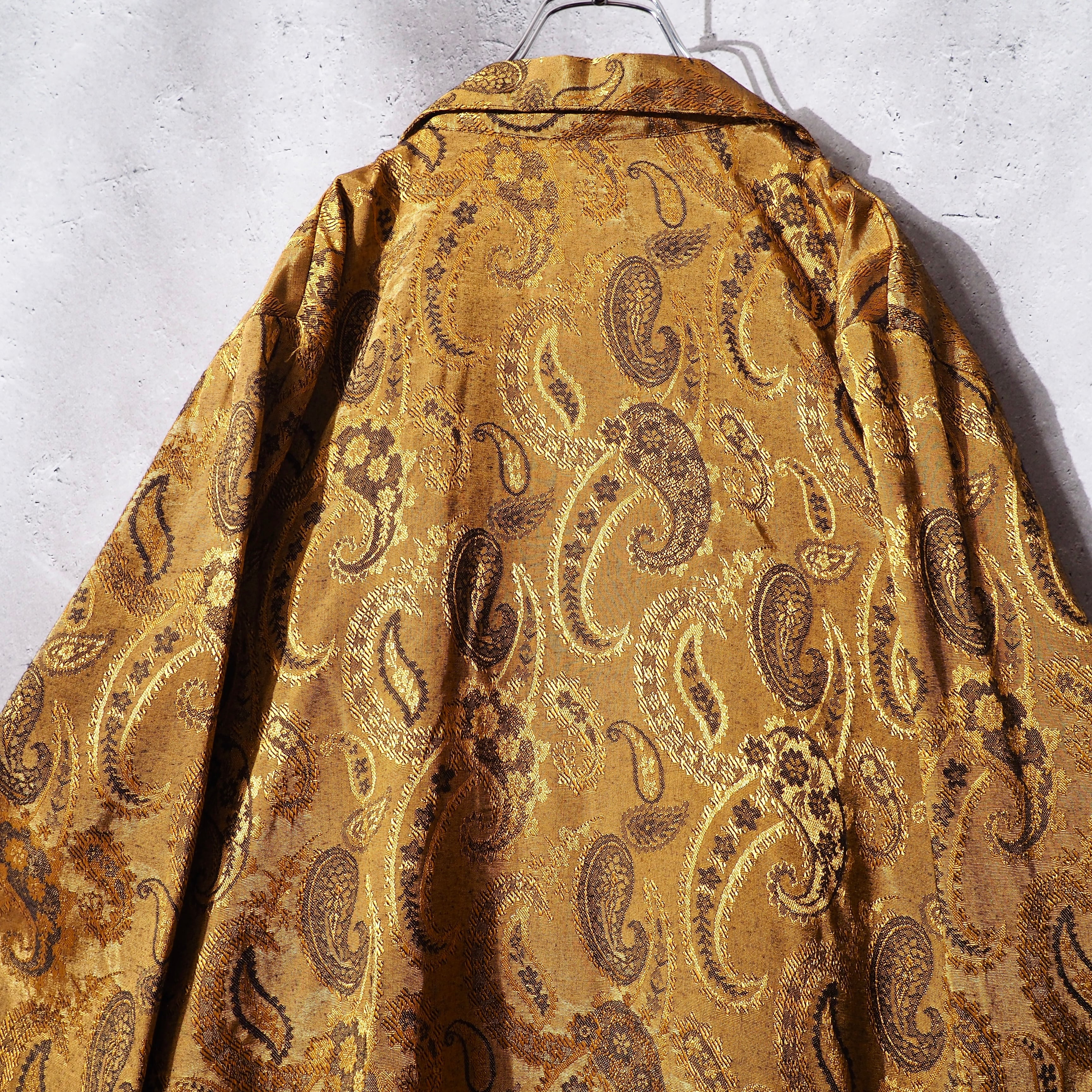 1990s Gold Luxury Paisley Embossed Vintage Loose Easy Jacket