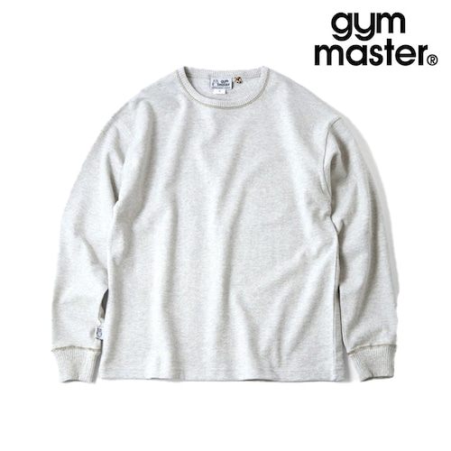 gym master ジムマスター ブロックインレー クルーネック メンズ ロンT 長袖Tシャツ インレー コットン100% 無地 配色リブ クルーネック ジムマスター オフィスカジュアル G833787 オートミール