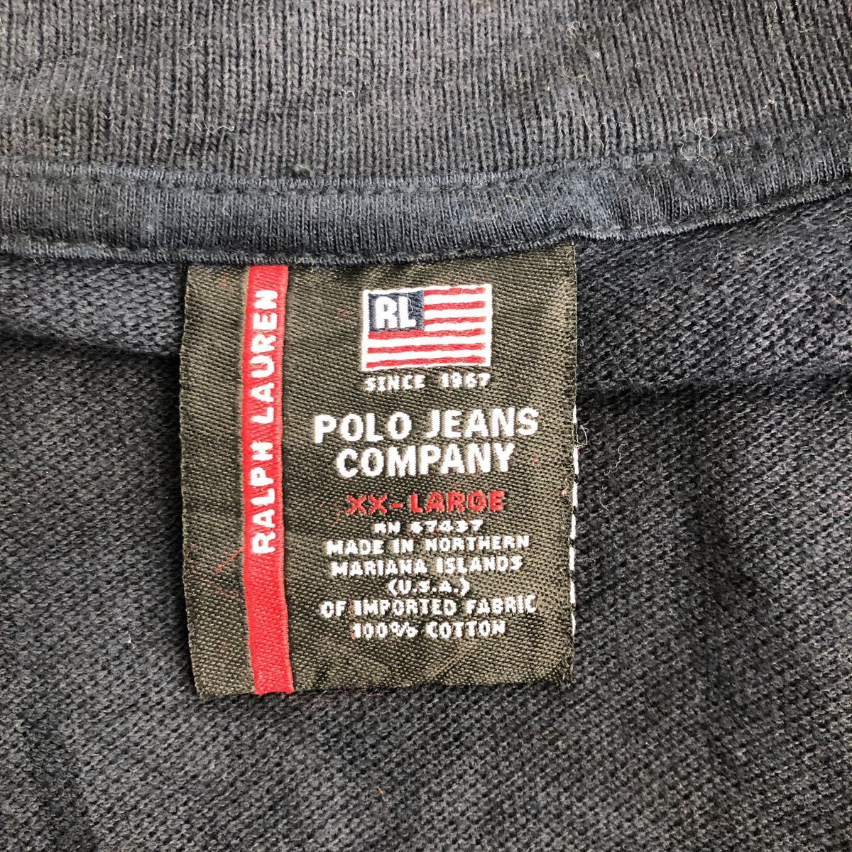 POLO JEANS COMPANY 半袖 ポロシャツ XXLサイズ ポロジーンズ ダークネイビー ビックサイズ 古着卸 アメリカ仕入  t2206-3878