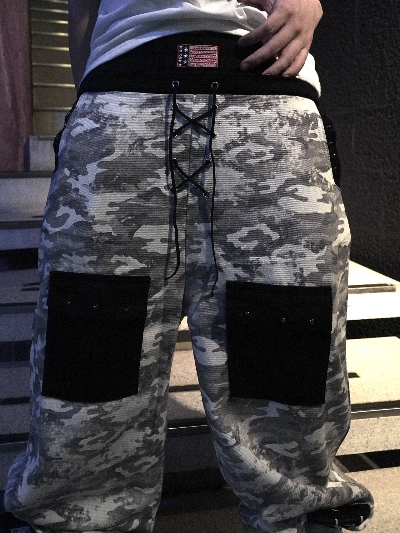 【PLANET STUDIO】Camo Lace Up Pocket Wide Pants