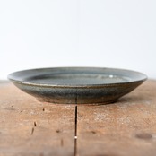 倉敷青木窯　瑠璃釉　平皿　尺1寸