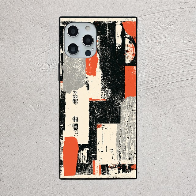 受注生産 iPhoneケース 赤黒白のグランジ紙片コラージュ｜ZINEコラージュ ZINE053C