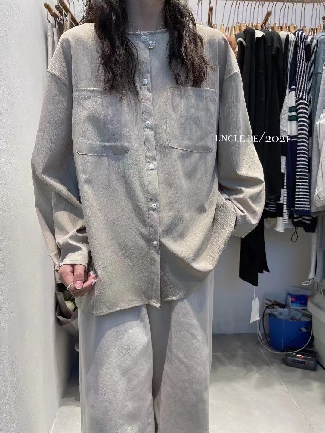 ノーカラーブラウス　AJ2205-756