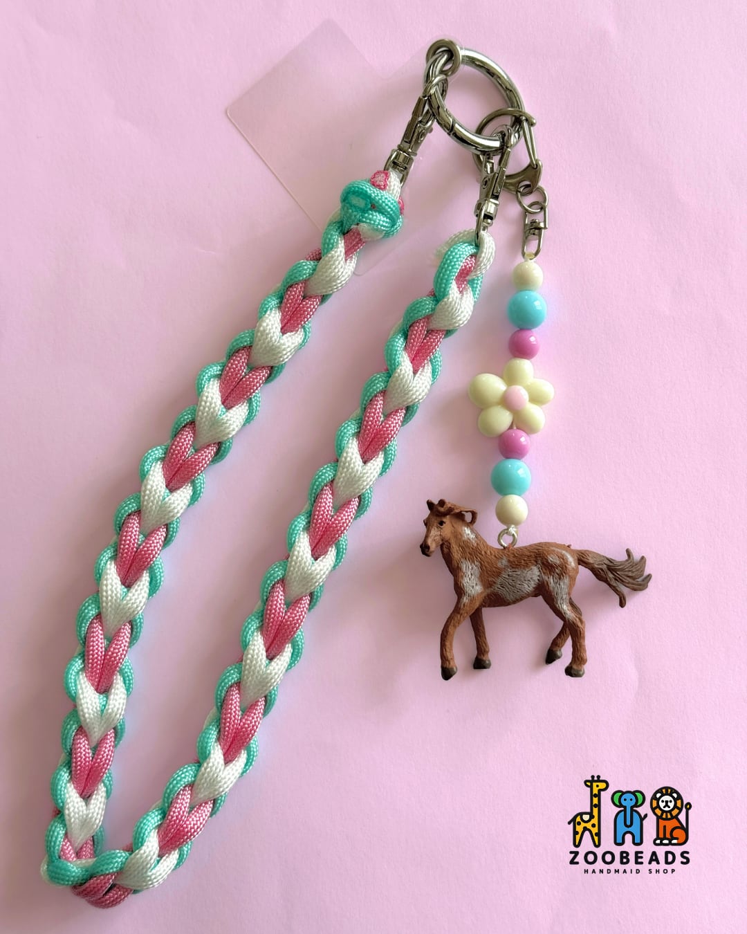 馬チャーム付き｜ハンドストラップ｜動物フィギュア｜ZOO BEADS