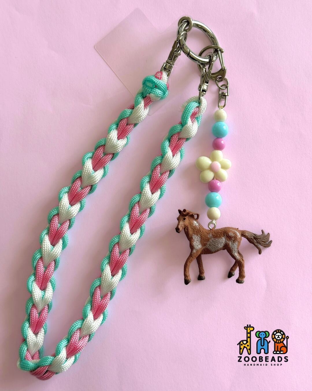 馬チャーム付き｜ハンドストラップ｜動物フィギュア｜ZOO BEADS
