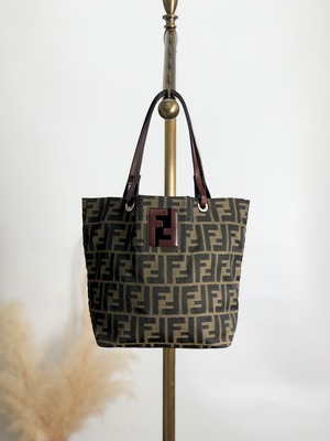 FENDI フェンディ ズッカ トートバッグ ブラウン FFロゴ ジャガード 