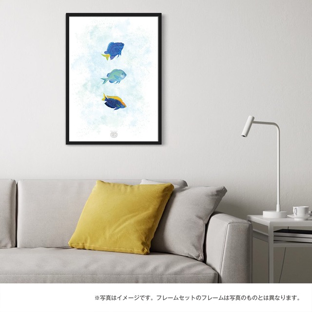 【海のいきものアートポスター／魚】スズメダイ-01