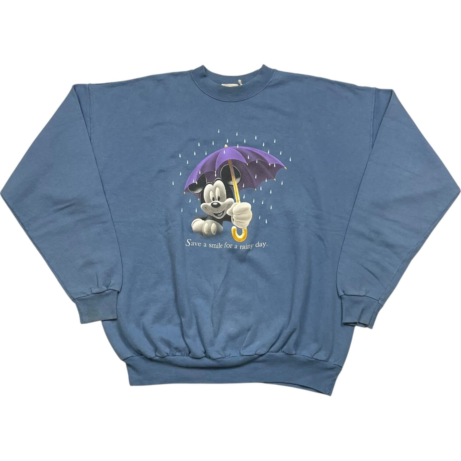 《XL》Disney ディズニー スウェット ミッキーマウス フロントプリント ブルー 90年代 vintage no.9757
