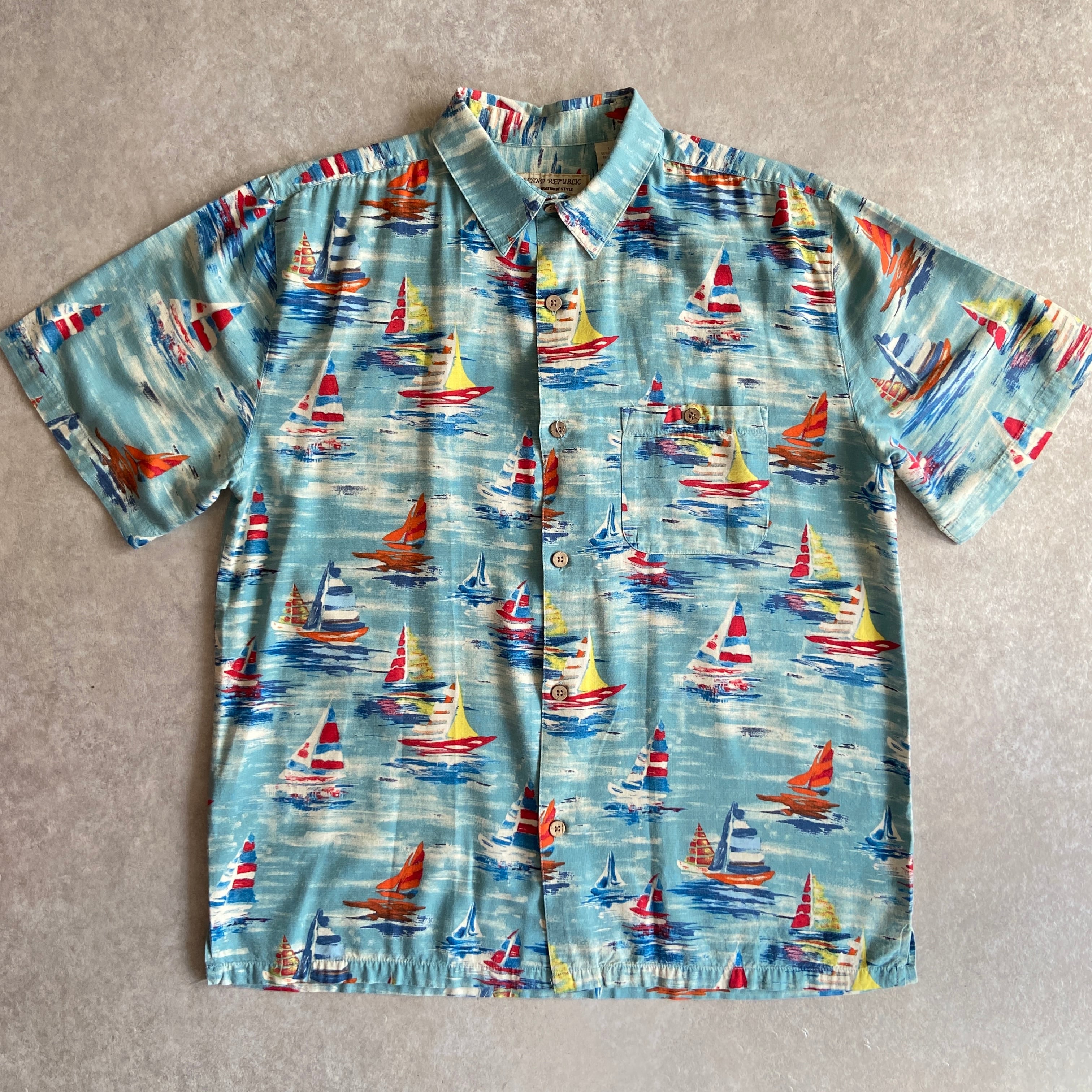 ISLAND REPUBLIC Aloha Rayon Shirt L H037