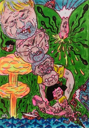 原画・着色ドローイング「首がのびる」B6