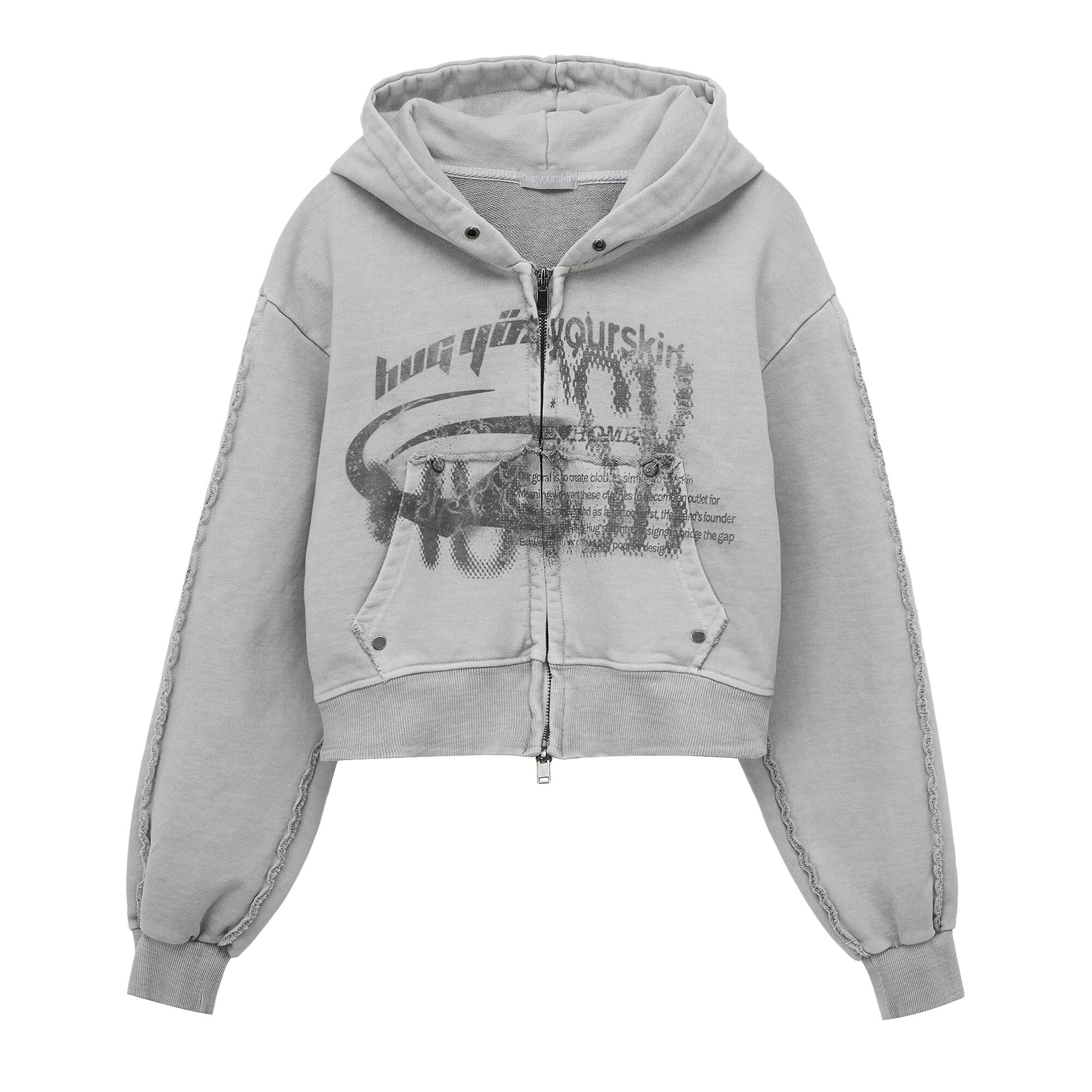 hug your skin] HYS logo hoodie zip-up (Gray) 正規品 韓国ブランド