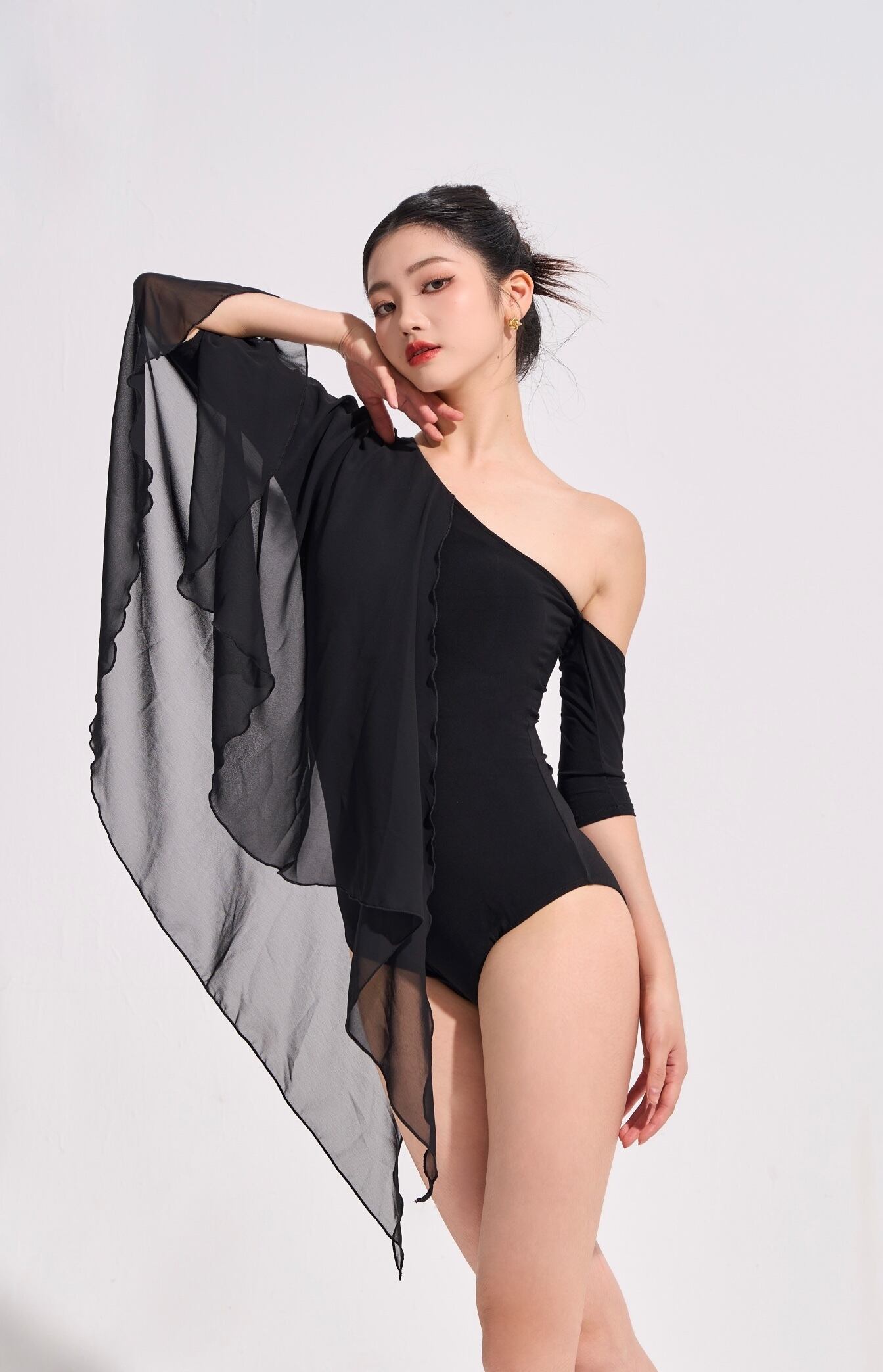 【EM couture】ワンショルダー　レオタード ワンショルダー五分袖レオタード | 社交ダンスウェアSTUNNINGDANCEWEAR