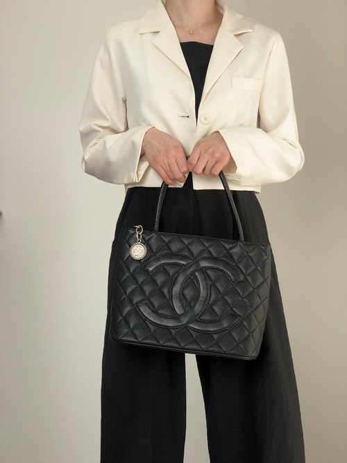 CHANEL シャネル ハンドバッグ ブラック ココマーク キャビアスキン トートバッグ vintage ヴィンテージ オールド c6sifv