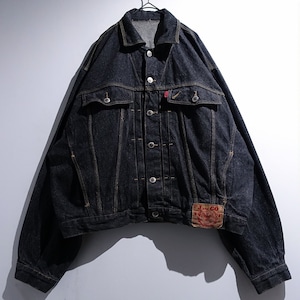 EURO Black Denim Stitchwork Design Trucker Jacket