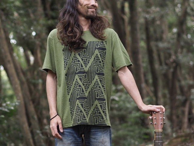 Hemp×Organic cotton T-shirt 【蛇龍文様】