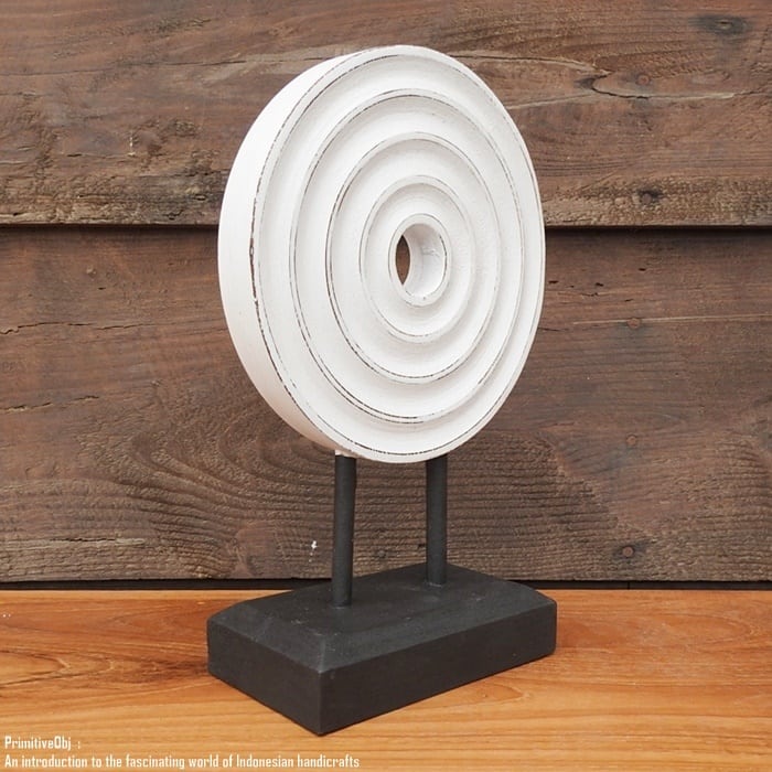 アジアンテイスト オブジェ [波] 30cm 木製装飾 ホワイトウォッシュ