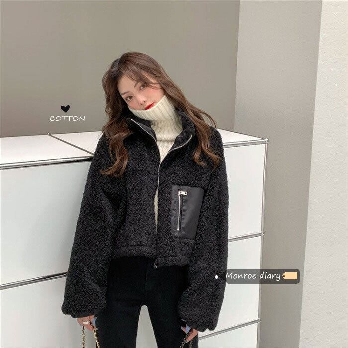 ウールコート オータムウィンタージャケット ルーズショートトップス 秋物 冬物 モンロー89484259452