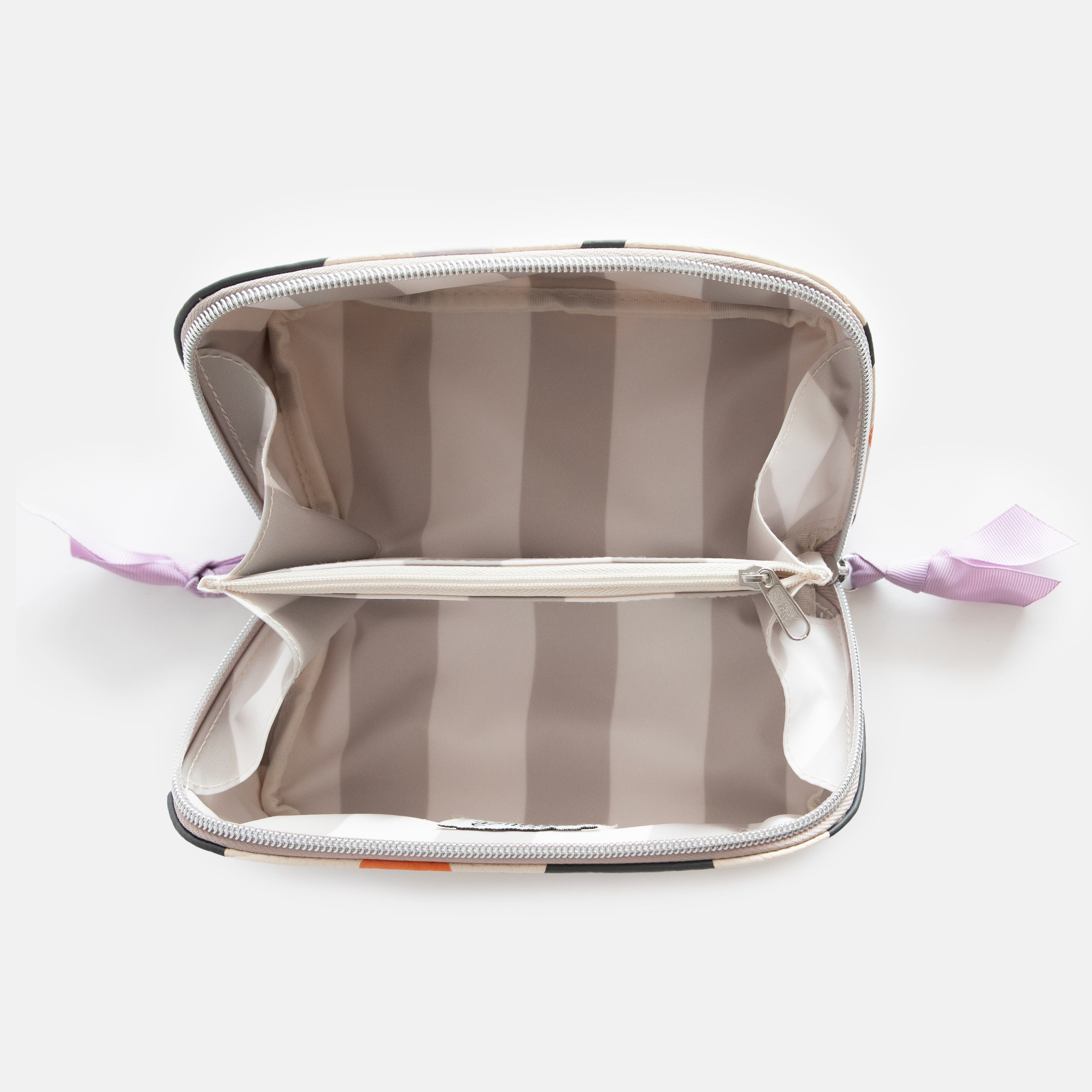 MULTI FLOWER CHARCOAL DIAGONAL COSMETIC BAG_DCB103