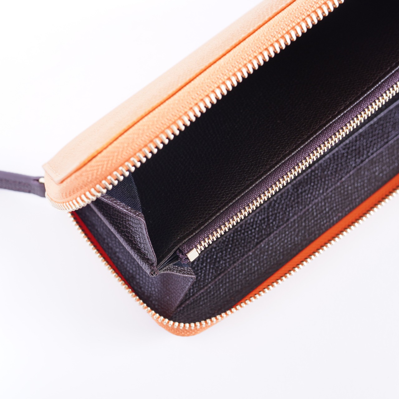 Long wallet オレンジ×ダークブラウン・画像4