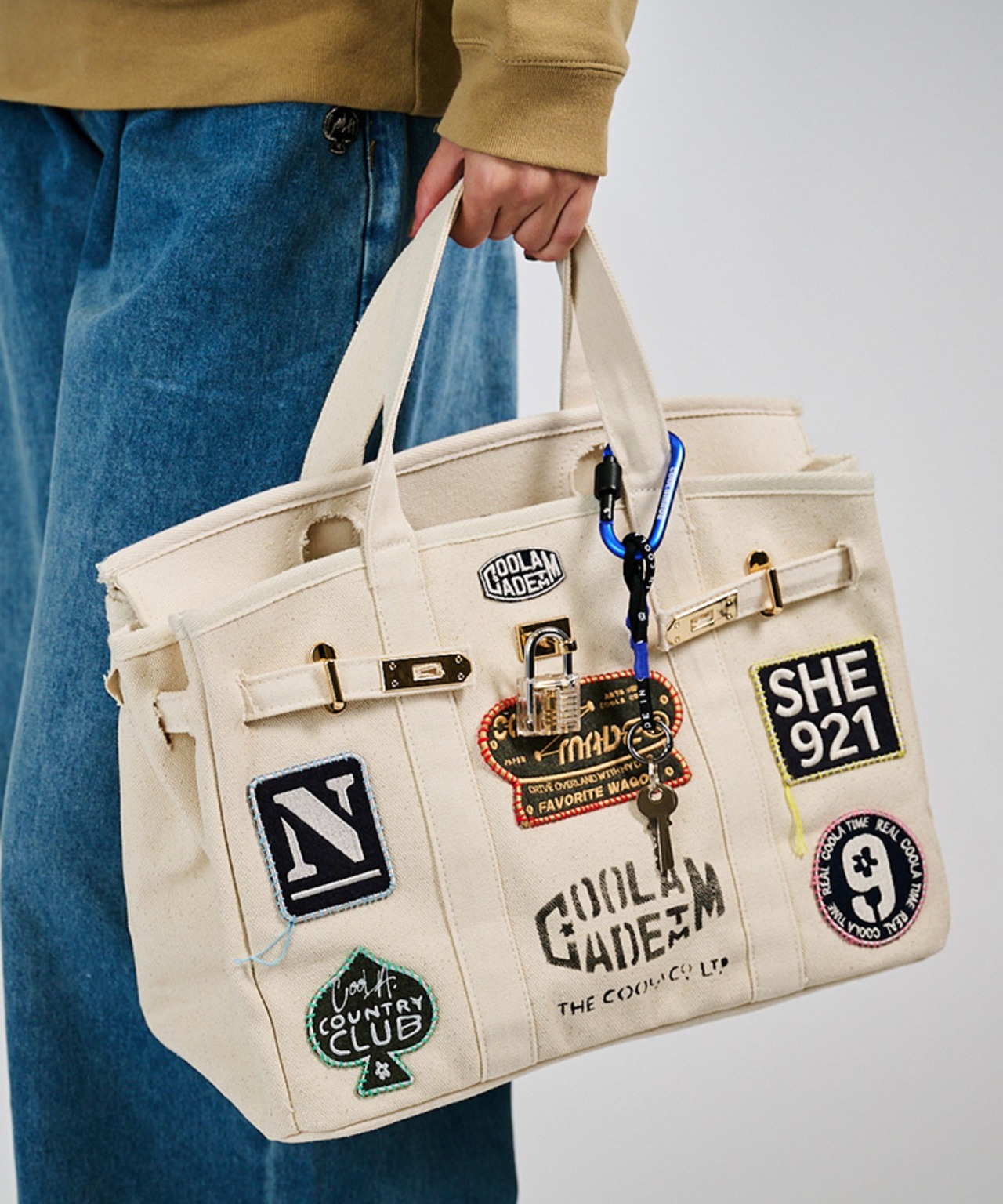 -数量限定-【直営限定ITEM】TYPE-B バイカラーワッペンターンロックハンドバッグ　CQ-49510H