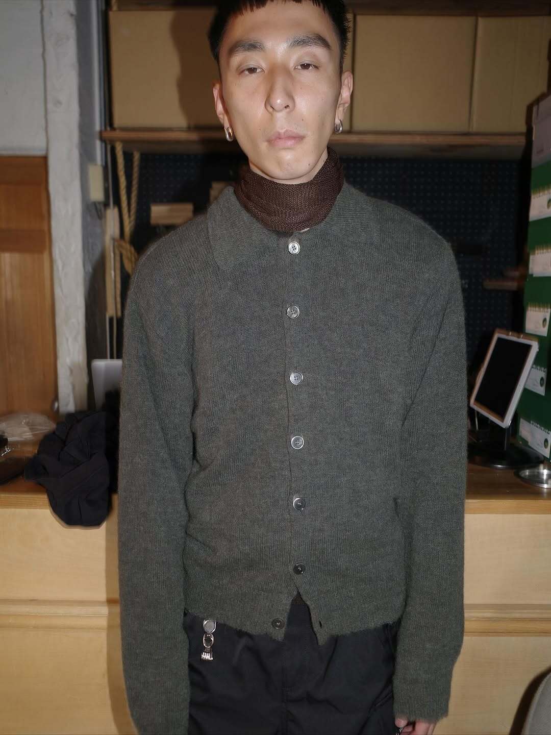 OUR LEGACY EVENING POLO Moss Green Fuzzy Alpaca M4253EM | BEST