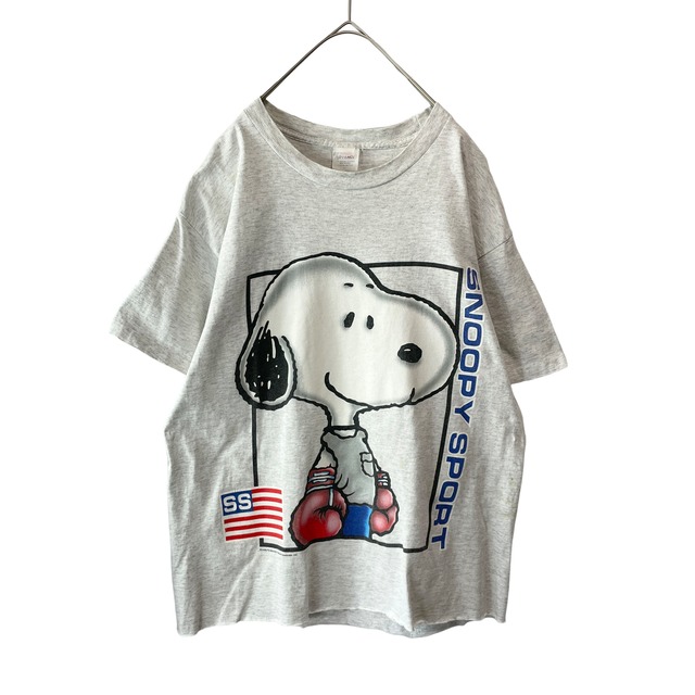 雰囲気抜群 90s USA製 スヌーピー Tシャツ シングル カットオフ グレー
