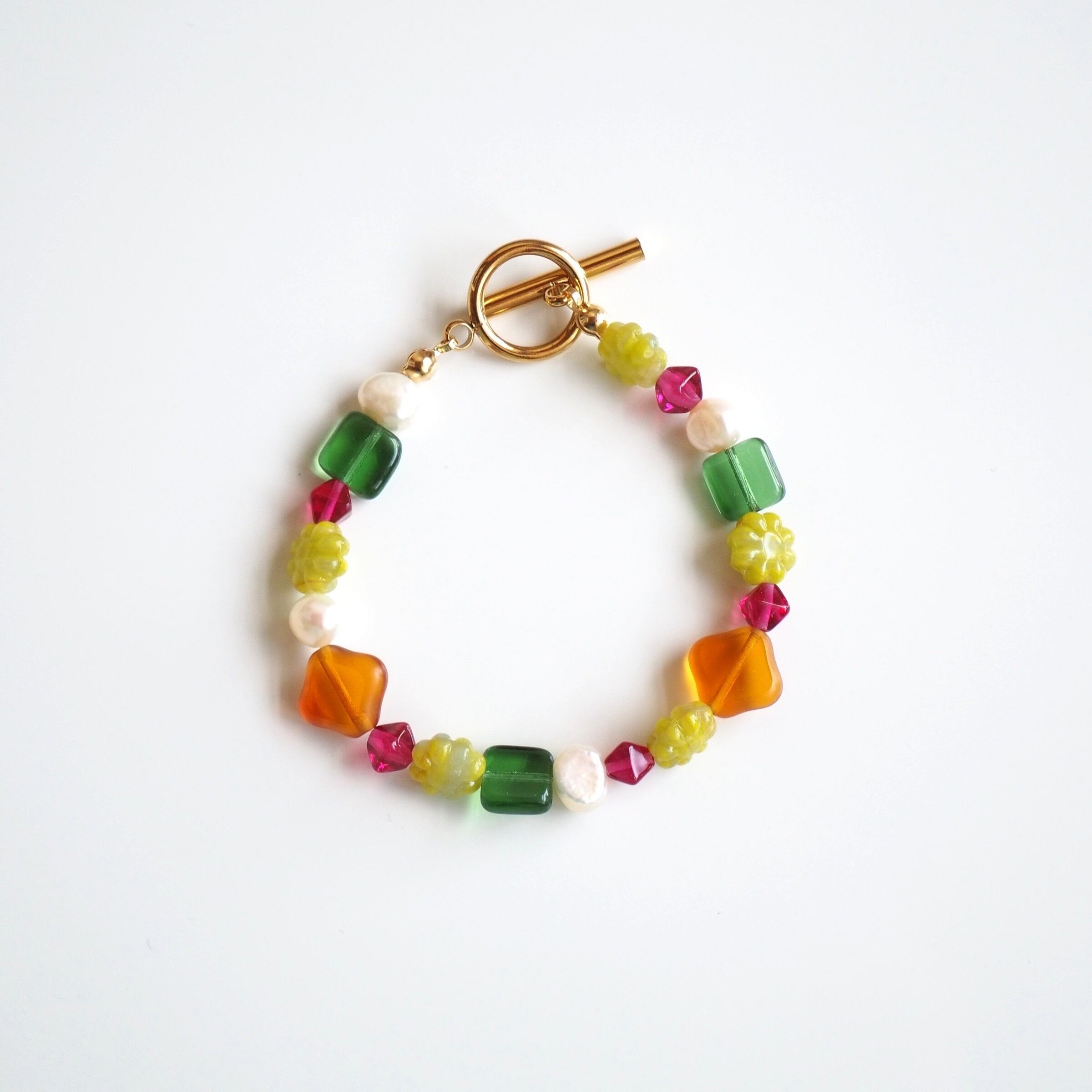 淡水パールとチェコビーズのチャーム