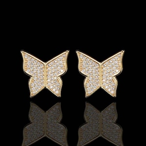 Iced Out Butterfly Earrings 【GOLD】