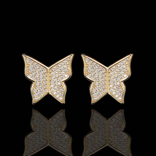 Iced Out Butterfly Earrings 【GOLD】